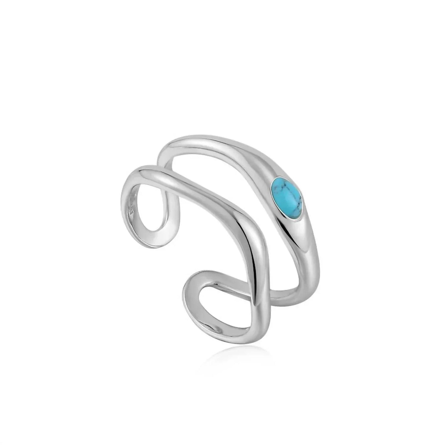 Ania Haie - Women's Turquoise Wave Double Band Adjustable Rings - Rack Hunt