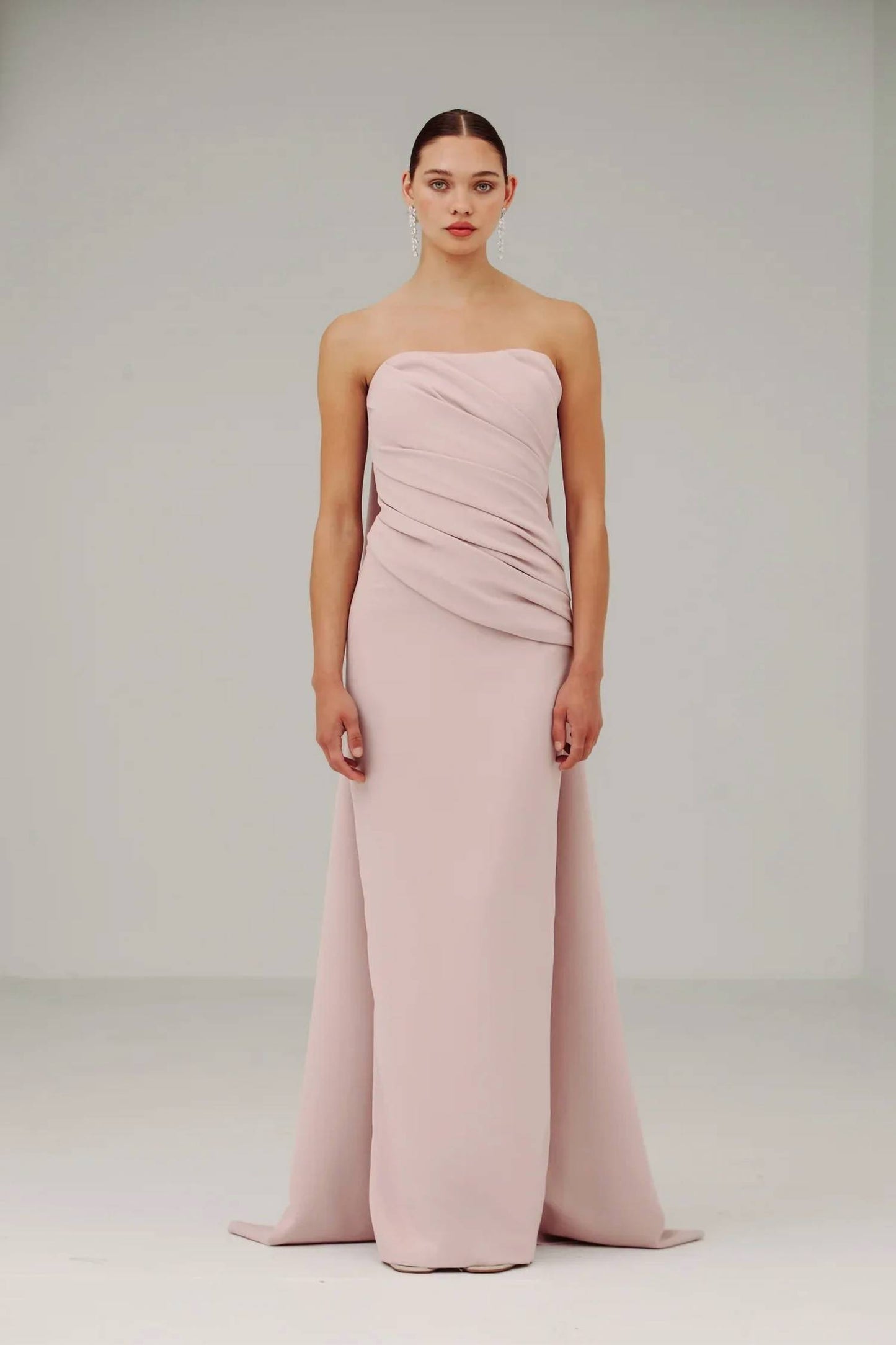 Strapless Side Drape Gown with Back Ties