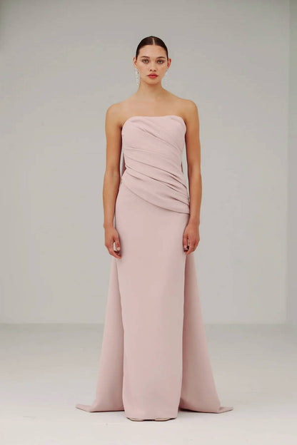 Strapless Side Drape Gown with Back Ties