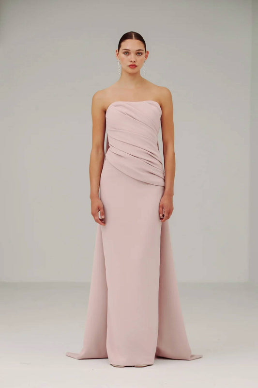 Strapless Side Drape Gown with Back Ties