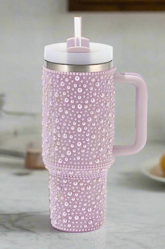 Pearl Studded Stainless Steel Tumbler - 40 Oz