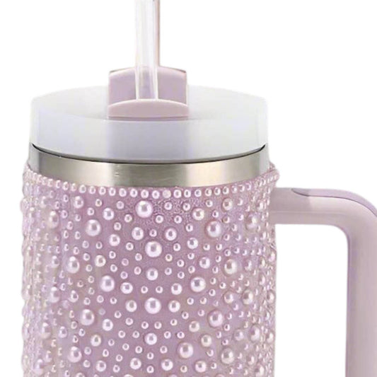 Pearl Studded Stainless Steel Tumbler - 40 Oz