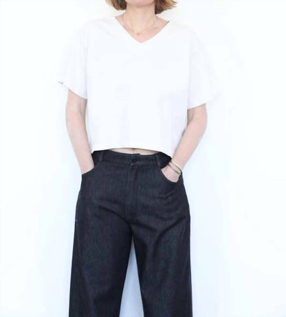 V-neck Short Sleeve Crop Tee