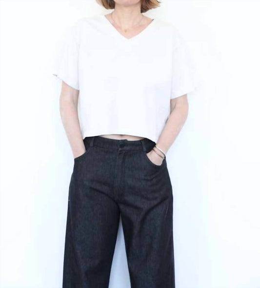 V-neck Short Sleeve Crop Tee