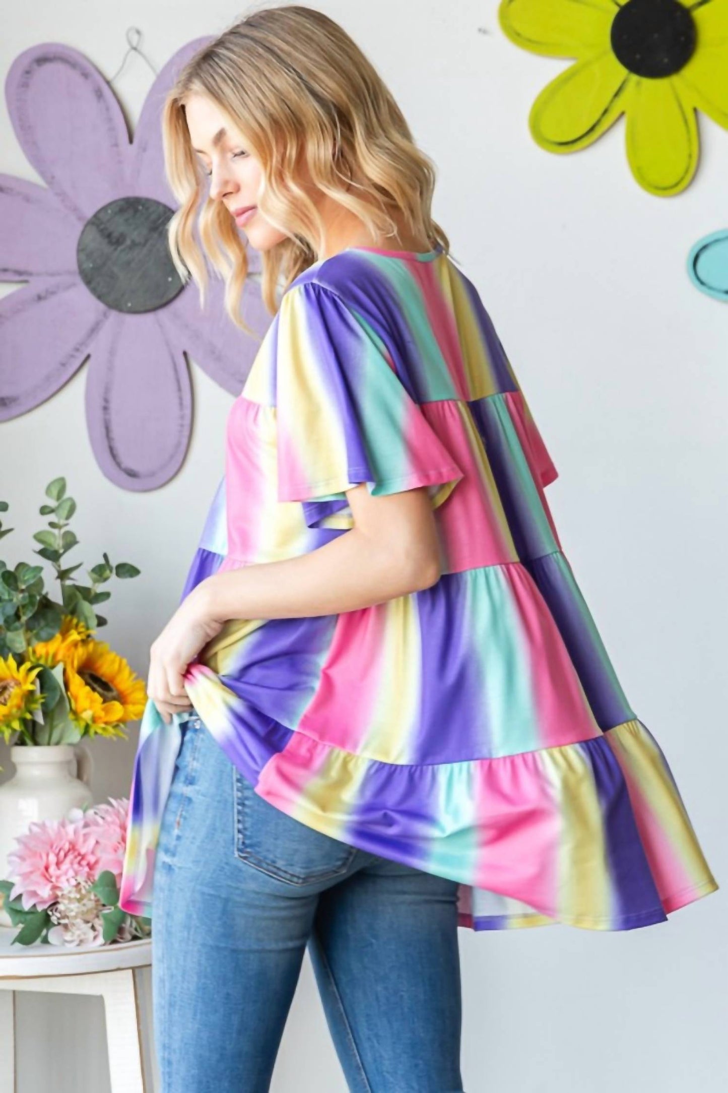 Short Flutter Sleeve Top - Plus