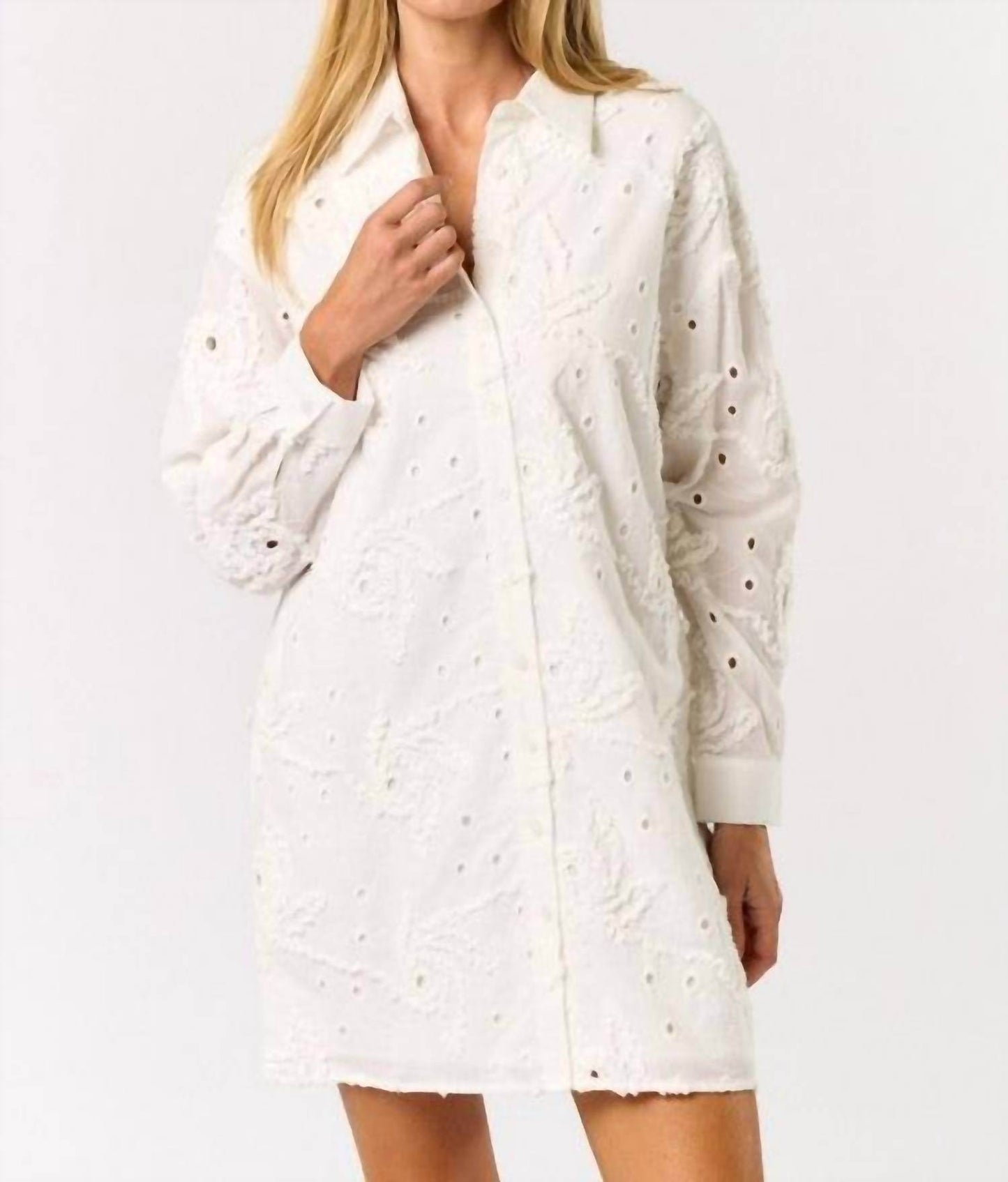 Camellia - Textured Button Down Shirt Dress - Rack Hunt -