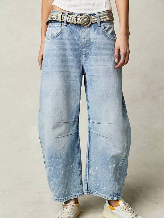 Mid Rise Loose Barrel Jeans