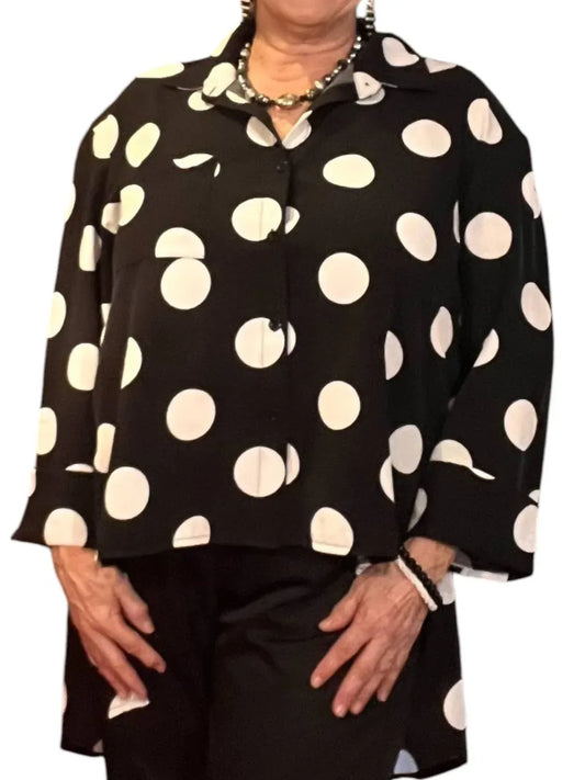 Diva USA - Collared Button-through Blouse With High-low Hem - Rack Hunt