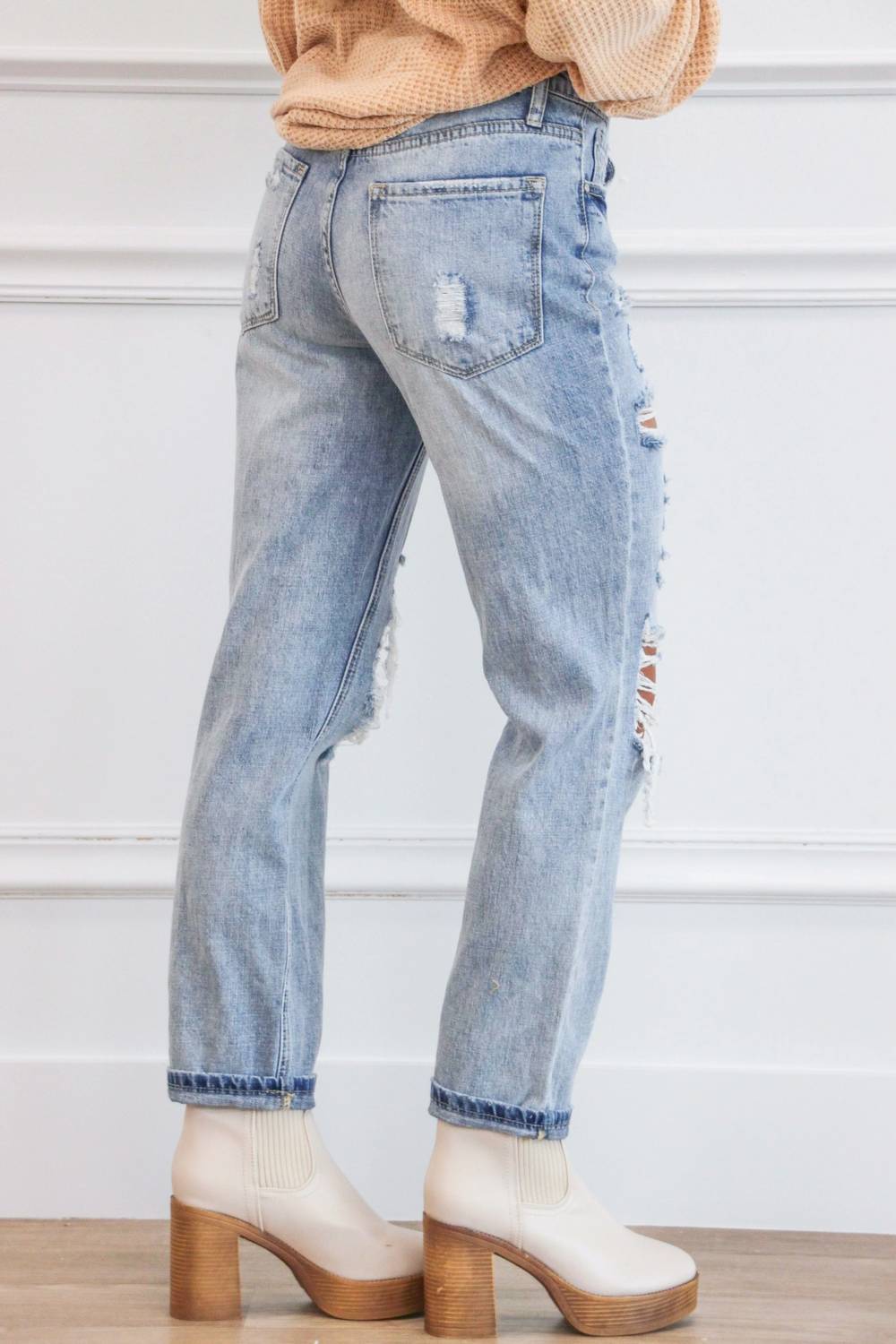 Milo High Rise Distressed Boyfriend Jeans