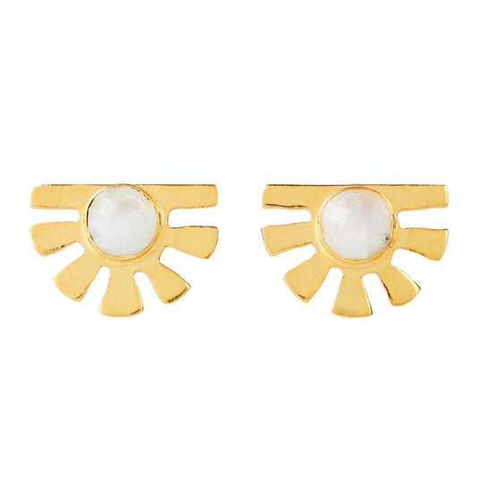 Elyssa Bass Designs - Women's Moonstone Modern Sunburst Studs Earrings - Rack Hunt -