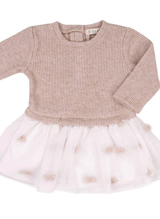 Girls Rib-knitted With Lurex And Plumetis Voile Dress