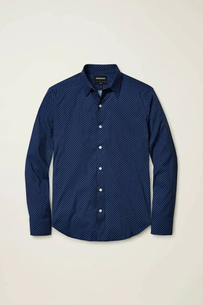 BONOBOS - Men's Slim Fit Long Sleeve Dot Print Button Front Tech Shirt - Rack Hunt