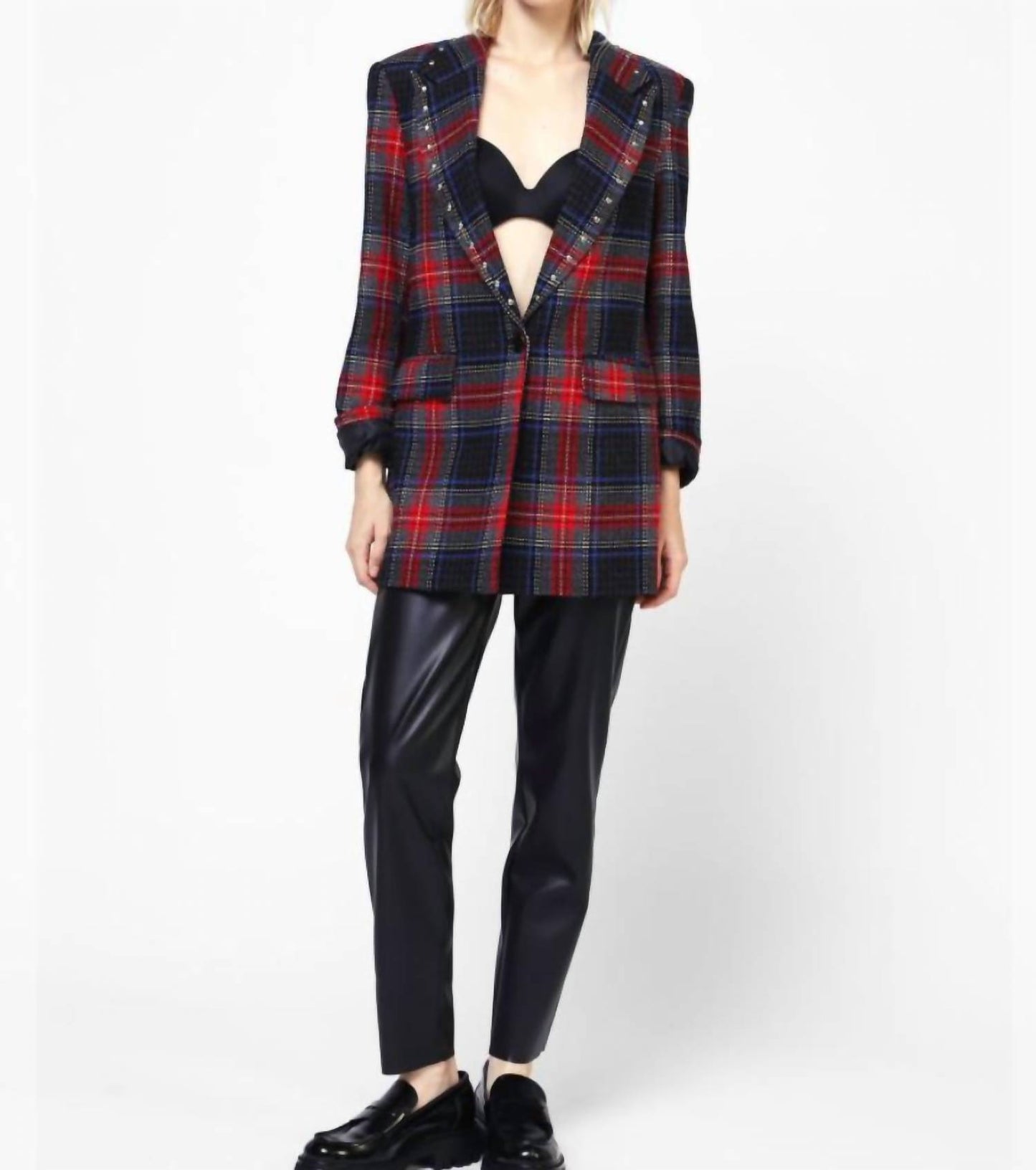 Carey Oversized Plaid Blazer