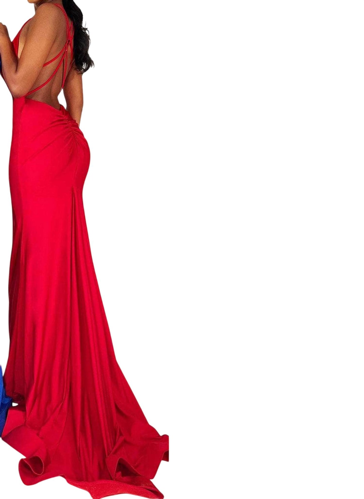 Plunging V-neck Jersey Prom Gown