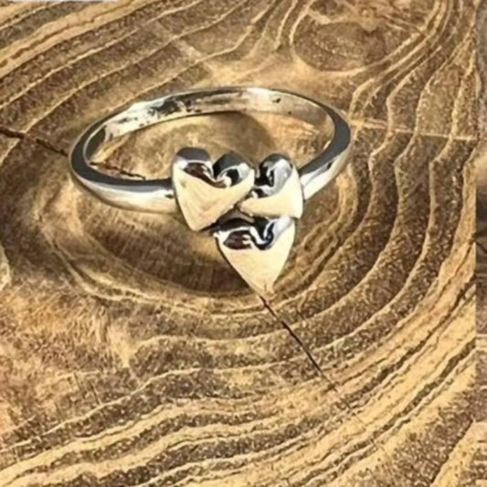 BOHO SOL - Women's Triple Heart Stacker Layer Ring - Rack Hunt