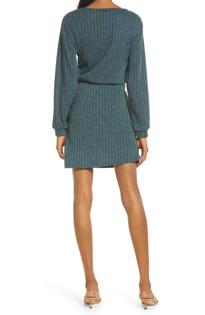 Fraiche by J - Tie Front Long Sleeve Dress - Rack Hunt