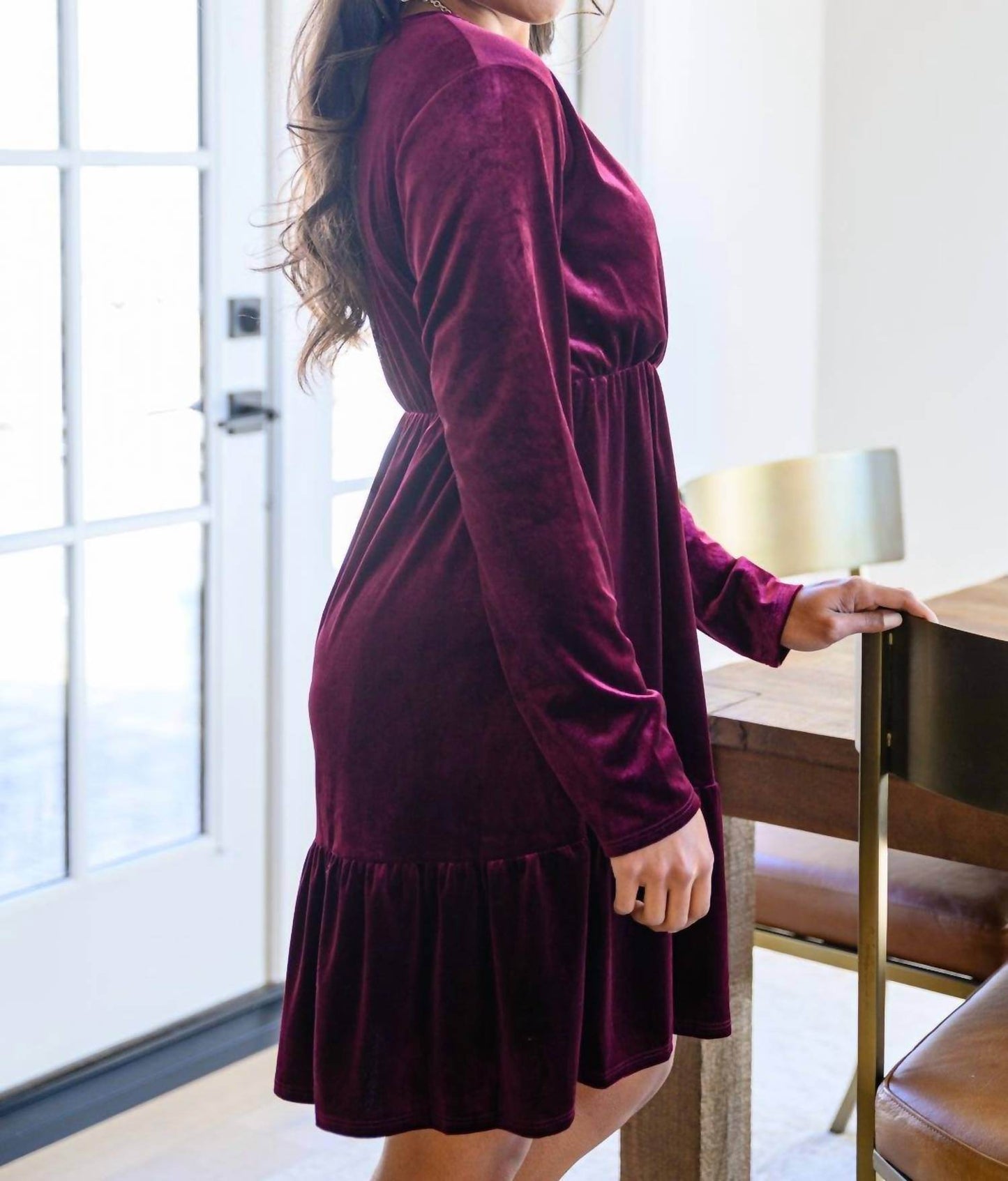 Ave Shops - Jentsyn Velvet V-Neck Dress - Rack Hunt -