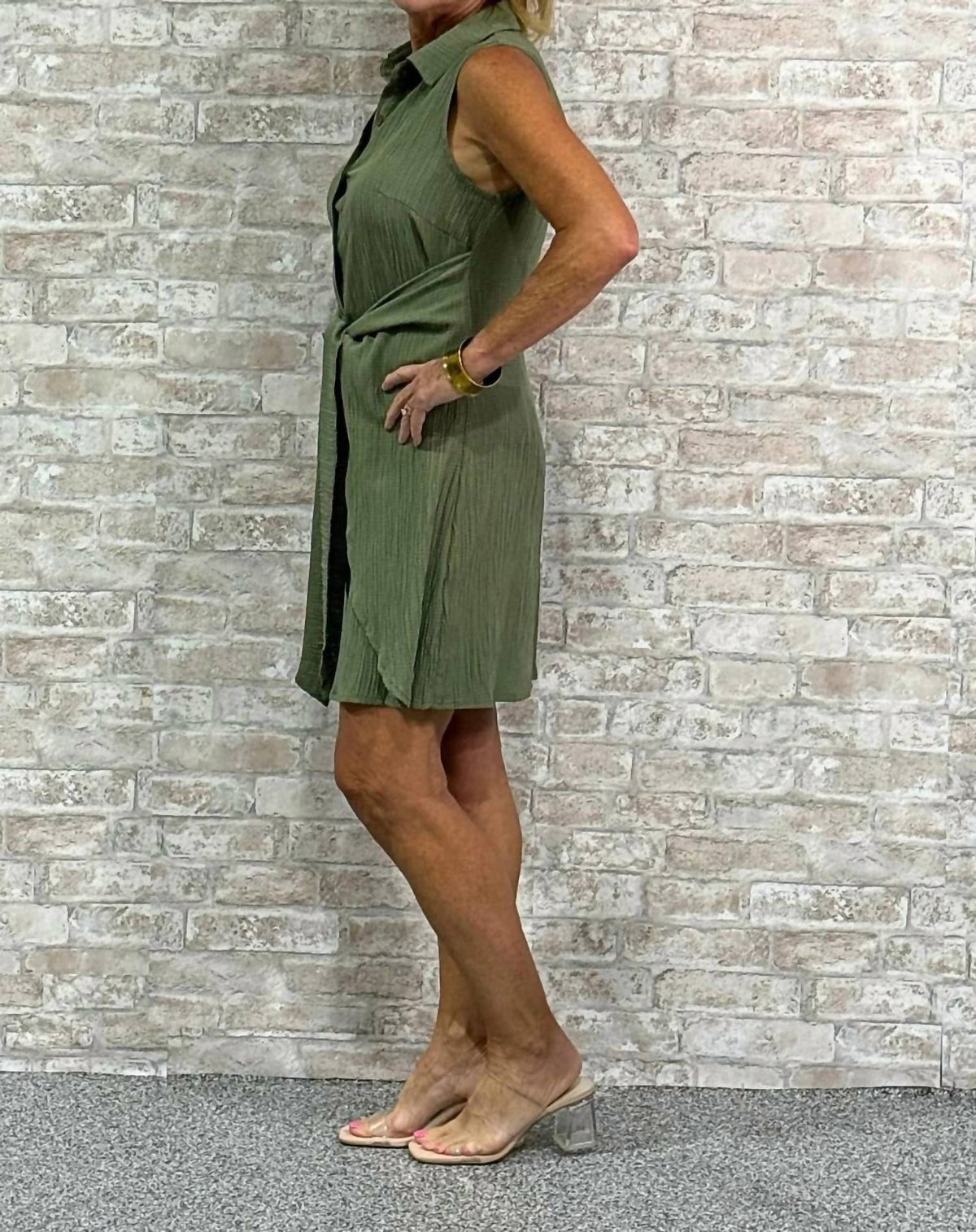 Textured Belted Mini Dress