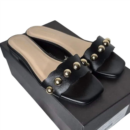 Women's Brooke Leather Studded Slip-on Flat Sandals