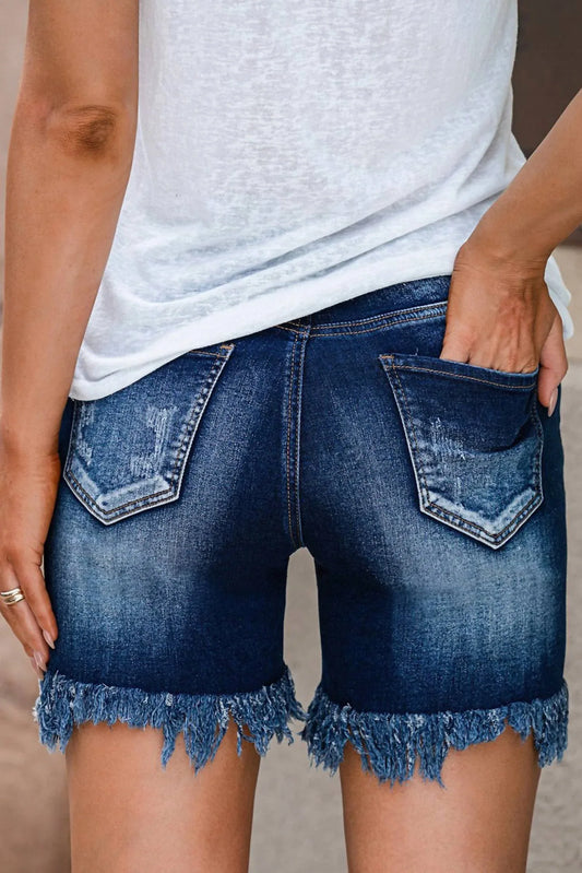 Kelsey Randall - High Waist Distressed Skinny Fit Denim Shorts - alternate view - Rack Hunt