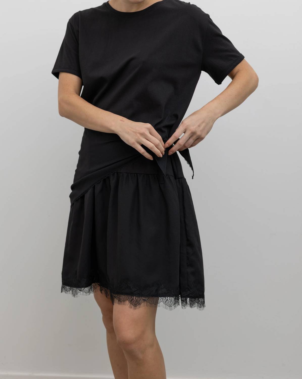 Lace Hem Wrap Mini Dress