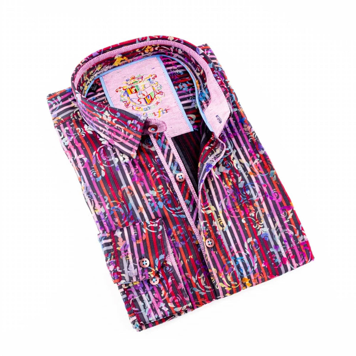 Flocking Button Down Shirt With Stripes