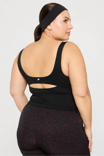 Built-in Cropped Bra Tank Top - Plus