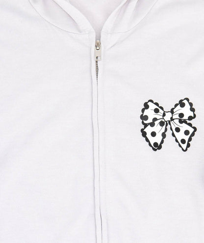 Girl's Polka Dot Bow Zip Hoodie