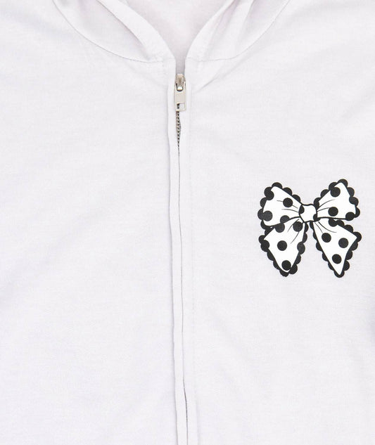 Girl's Polka Dot Bow Zip Hoodie