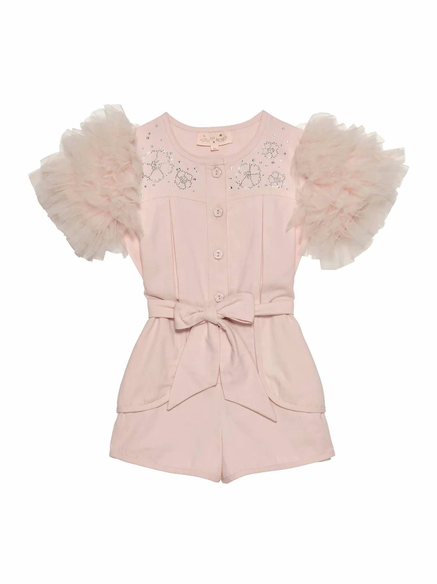 Girl's Crystal Flower Short Romper