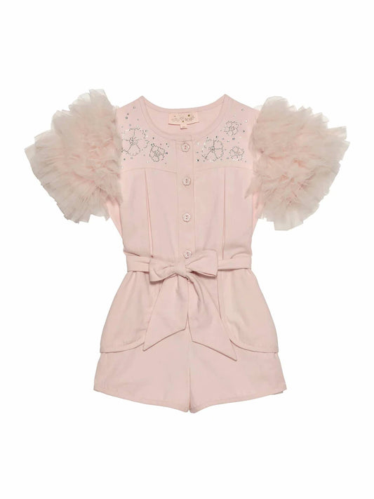 Girl's Crystal Flower Short Romper