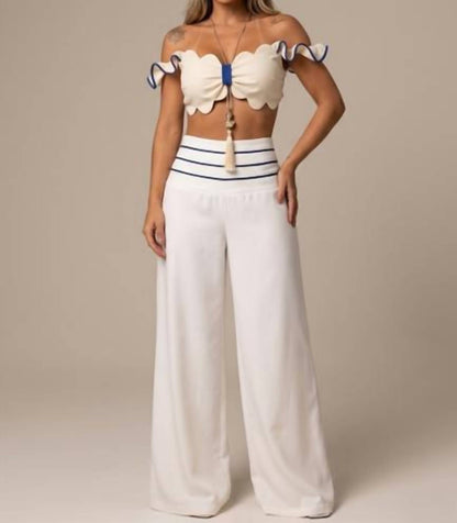 Scalloped Top and Pants Set