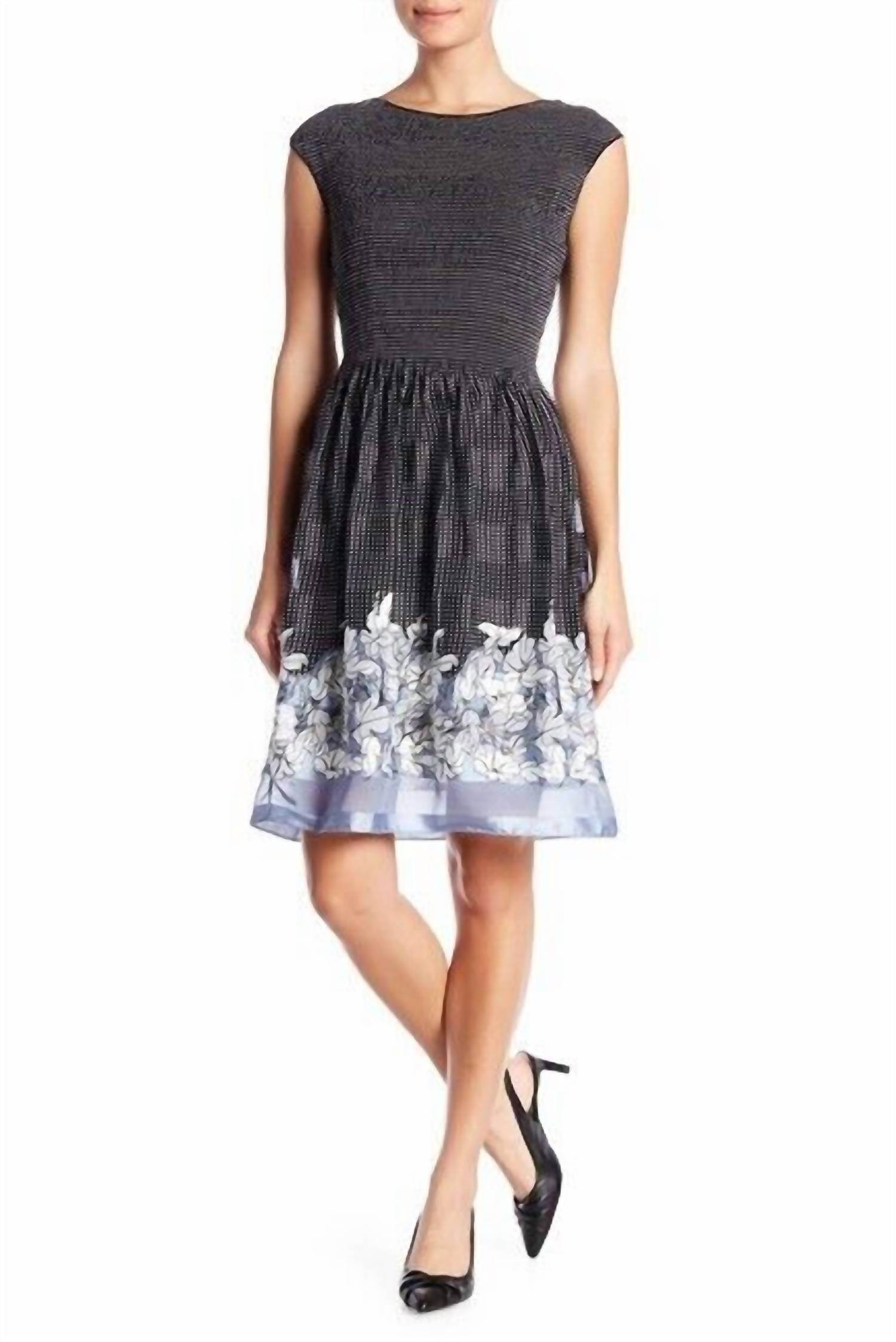 Max Studio - Smocked Fit & Flare Polka Dot Floral Hem Chiffon Midi Dress - Rack Hunt