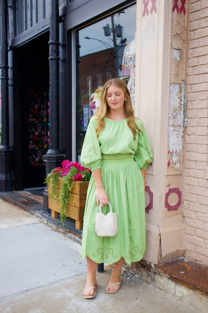 Gathered Midi Skirt