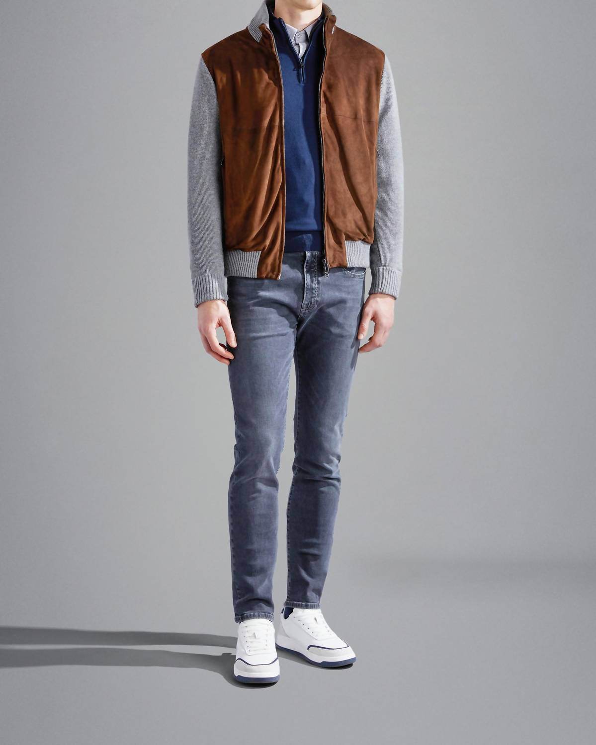 Paul & Shark - Riviera Re-wool Full Zip Sweater With Aqualeather Body - Rack Hunt -