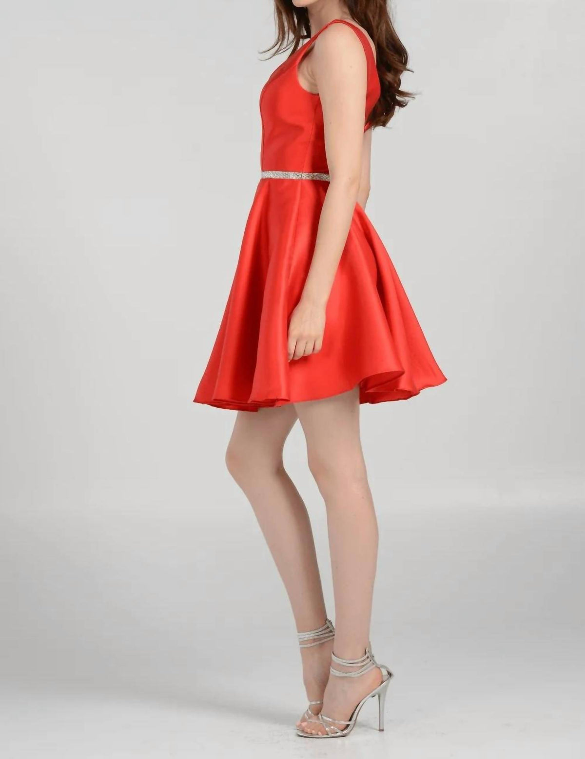Mikado deep plunge Aline cocktail Dress