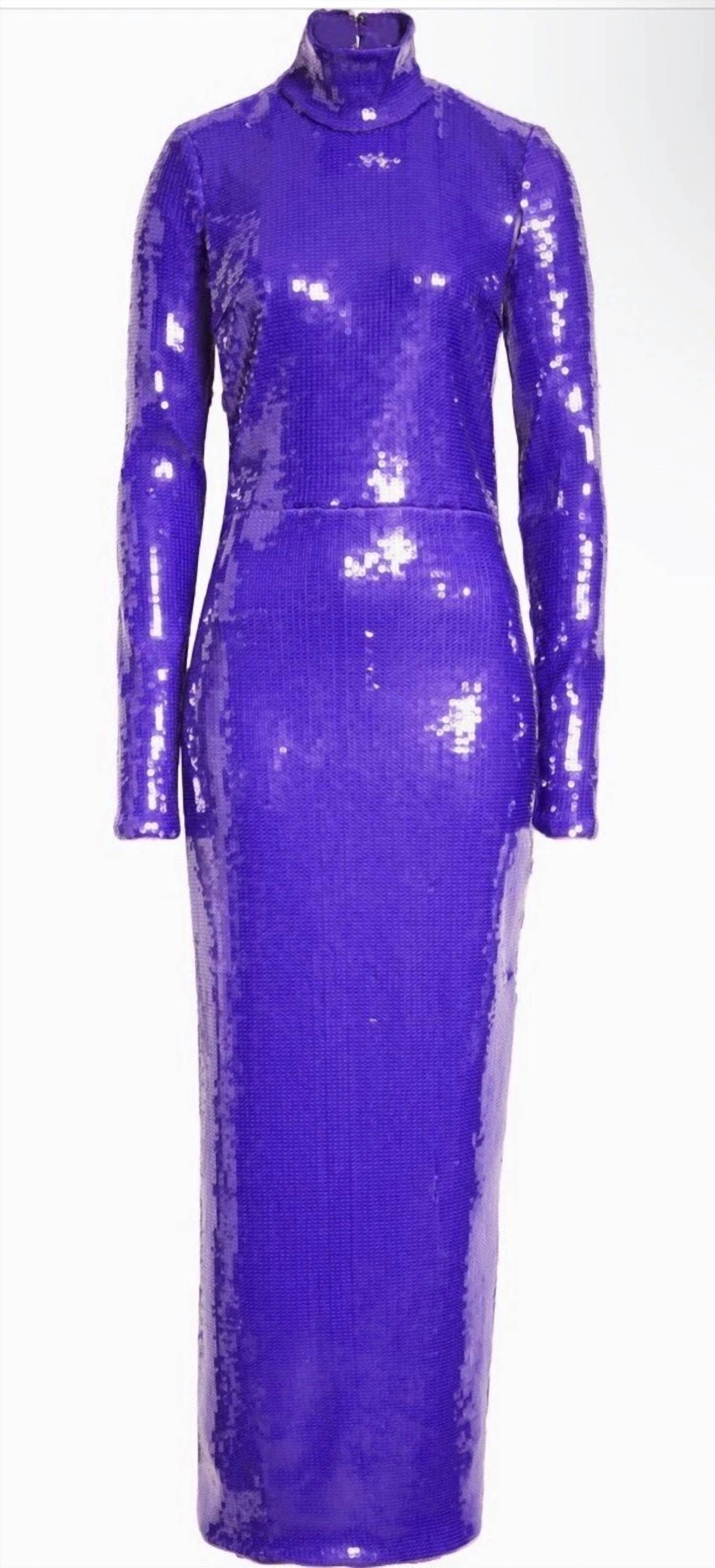 LaQuan Smith - Sequin Mock Neck Long Sleeve Cutout Column Gown - Rack Hunt -