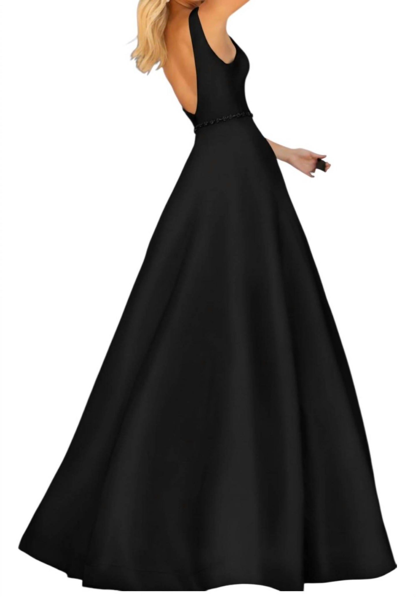 V-neck Fitted Ball Gown