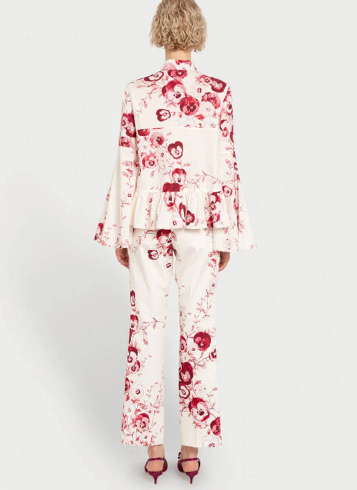 Ruby Pansies Poplin Long Sleeve Top