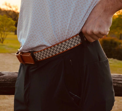 Men's Woven Leather Aztec Checker Belt