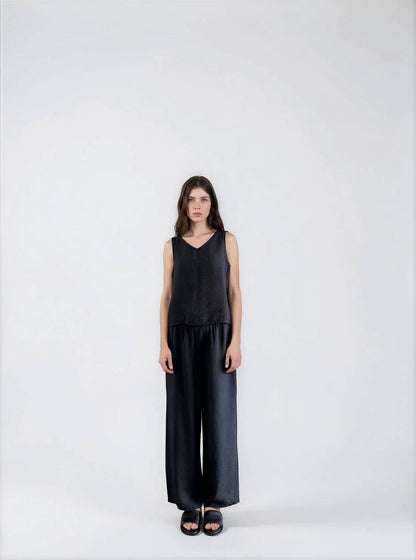 Crinkled Wide Leg Pant