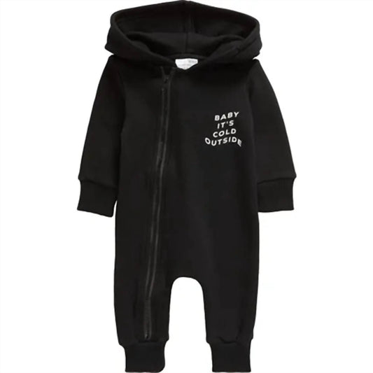 Boy's Long Sleeve Baby It’s Cold Hooded Romper