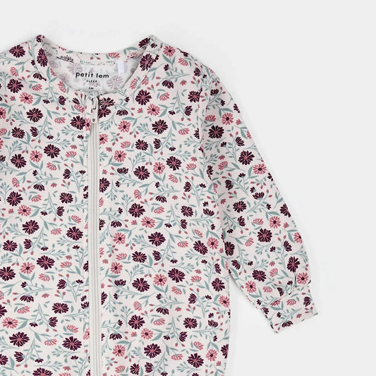 Petit Lem - Girl's Floral Long Sleeve Footed Sleeper - Rack Hunt