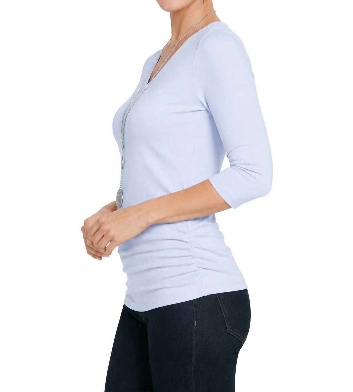 Rachel Ava 3/4 Sleeve Top With Ruching