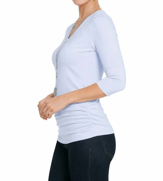 Rachel Ava 3/4 Sleeve Top With Ruching