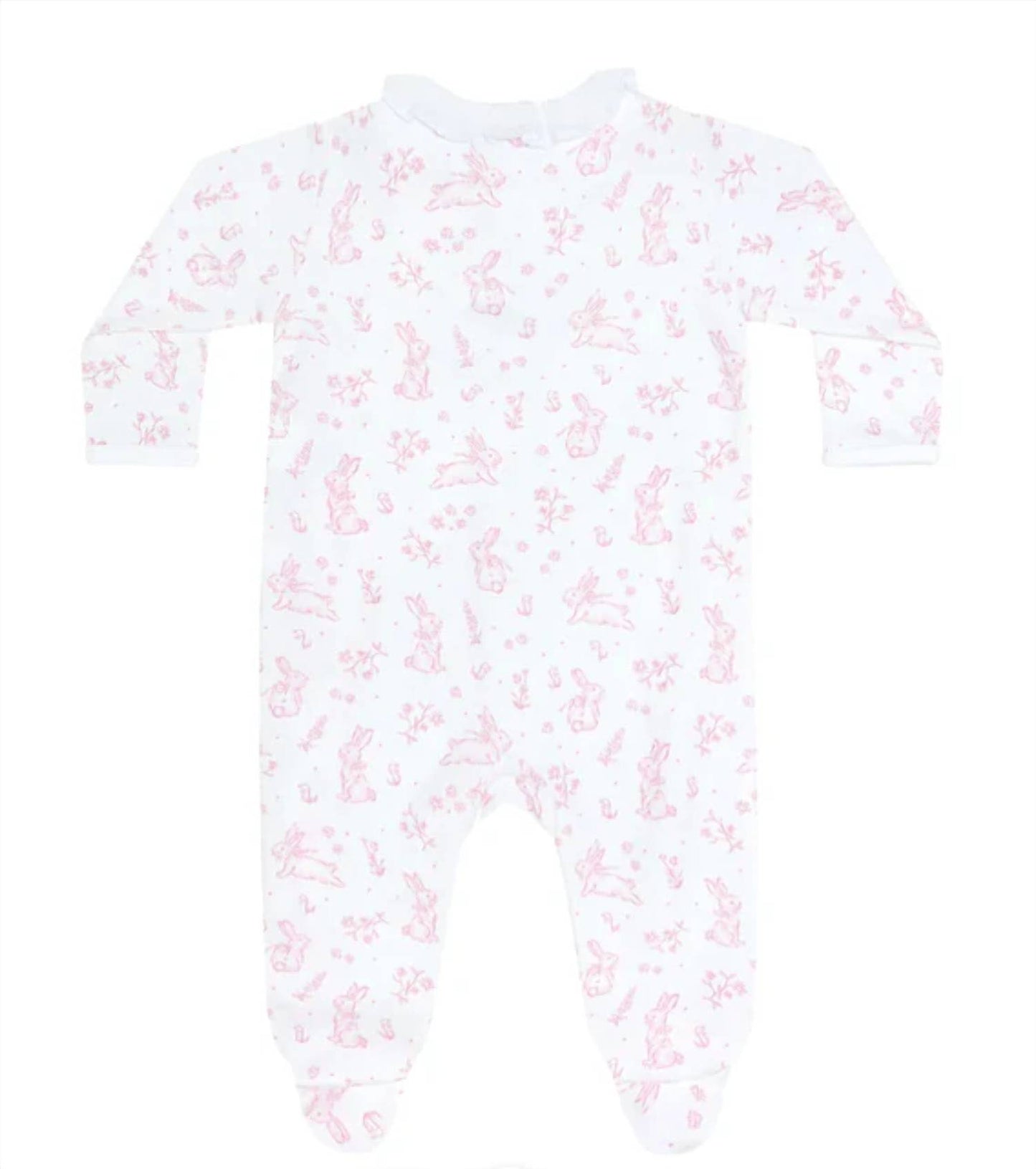 Girl's Bunny Toile Crossover Footie