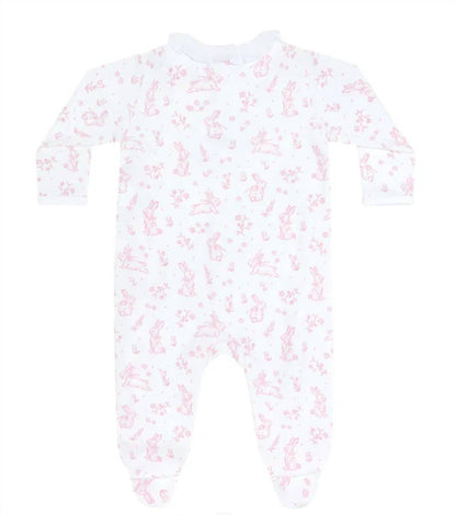 Girl's Bunny Toile Crossover Footie