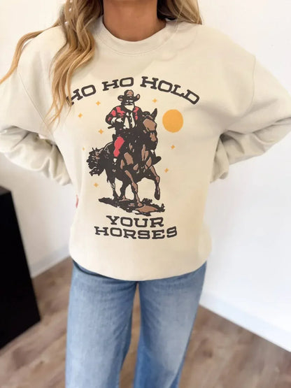 Illustrated Society - Eve Ho Ho Hold Your Horses Vintage Sweatshirt - Rack Hunt