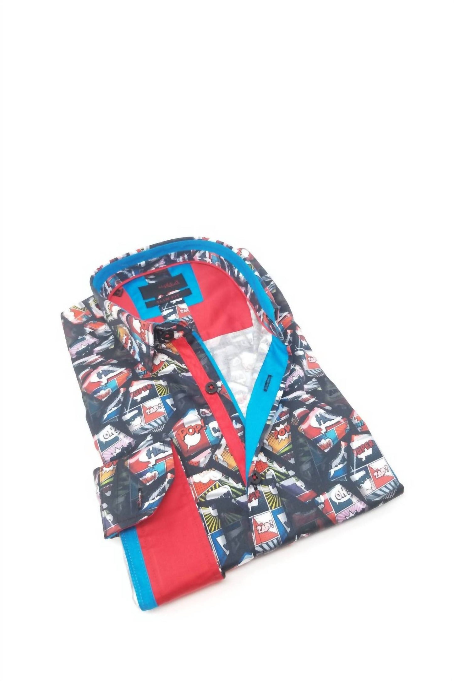 Comic Style Dark Button Down With Trim