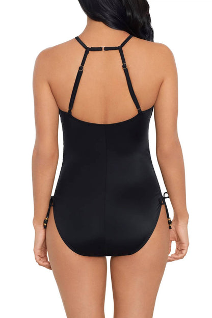 Beaded Halter Neck One Piece Swimsuit
